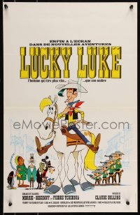 9h0741 LUCKY LUKE French 16x25 1971 great cartoon art of the smoking cowboy hero on his horse!