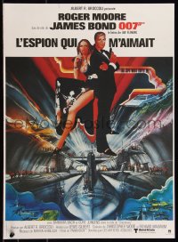9h0796 SPY WHO LOVED ME French 16x21 R1984 art of Roger Moore as James Bond by Bob Peak!