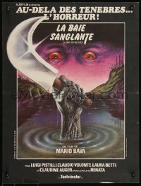 9h0815 TWITCH OF THE DEATH NERVE French 14x21 R1981 Mario Bava, Bay of Blood, cool different Elem art!