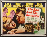 9h0313 BAD & THE BEAUTIFUL style B 1/2sh 1953 Kirk Douglas manhandling sexy Lana Turner, Minnelli!
