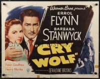 9h0340 CRY WOLF style B 1/2sh 1947 Barbara Stanwyck's husband dies & his uncle is Errol Flynn!