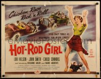 9h0373 HOT ROD GIRL 1/2sh 1956 AIP, Lori Nelson, sexy dancing bad girl & chicken-race art, rare!