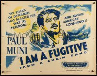 9h0377 I AM A FUGITIVE FROM A CHAIN GANG 1/2sh R1956 great art of convict Paul Muni on a chain gang!