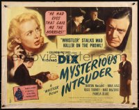 9h0408 MYSTERIOUS INTRUDER blue title style 1/2sh 1946 Dix finds where The Whistler made his mistake!