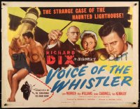 9h0463 VOICE OF THE WHISTLER blue title 1/2sh 1945 Dix investigates honeymoon for murder, ultra rare!