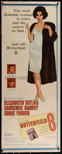 9h0230 BUTTERFIELD 8 insert 1960 callgirl Elizabeth Taylor, most desirable and easiest to find!
