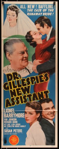 9h0240 DR. GILLESPIE'S NEW ASSISTANT insert 1942 Lionel Barrymore & sexy runaway bride Susan Peters!
