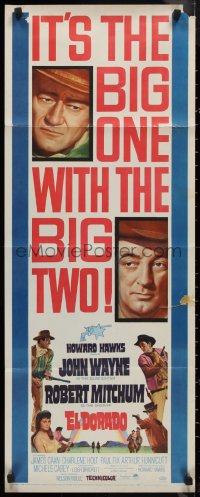 9h0242 EL DORADO insert 1967 John Wayne, Robert Mitchum, Howard Hawks, big one with the big two!