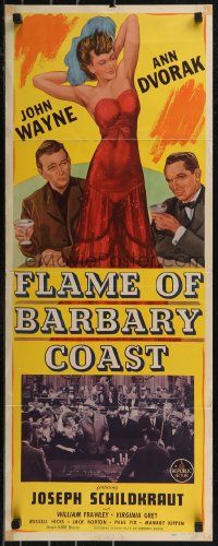9h0248 FLAME OF BARBARY COAST insert 1945 Ann Dvorak, w/ Schildkraut & gambling w/ big John Wayne!