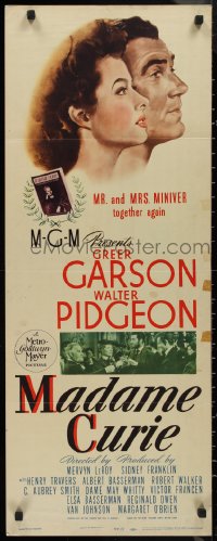 9h0269 MADAME CURIE insert 1943 Mervyn LeRoy, French scientist Greer Garson, Walter Pidgeon!
