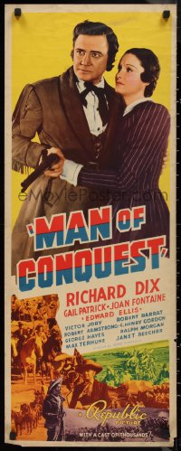 9h0270 MAN OF CONQUEST insert 1939 Richard Dix as Sam Houston, America - First, Last - Always!