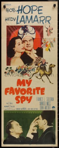 9h0274 MY FAVORITE SPY insert 1951 Bob Hope wearing turban with sexy Hedy Lamarr!