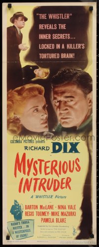 9h0275 MYSTERIOUS INTRUDER insert 1946 Richard Dix finds where The Whistler made his first mistake!