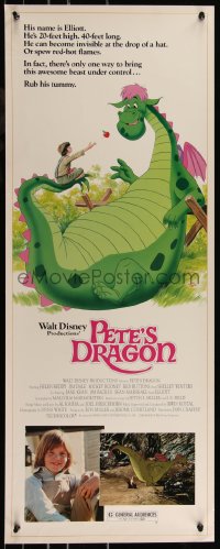 9h0280 PETE'S DRAGON insert R1984 Walt Disney, colorful art of cast headshots & dragon by Paul Wenzel!