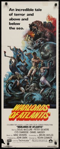 9h0302 WARLORDS OF ATLANTIS insert 1978 really cool fantasy artwork with monsters by Joseph Smith!