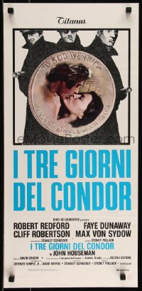 9h0826 3 DAYS OF THE CONDOR Italian locandina R1980s CIA analyst Robert Redford & Faye Dunaway!
