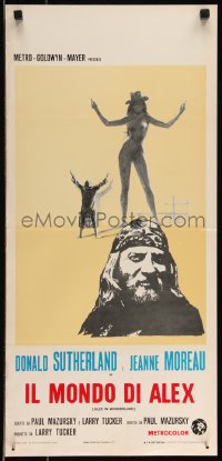 9h0832 ALEX IN WONDERLAND Italian locandina 1971 wild image of Donald Sutherland, Jeanne Moreau!