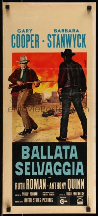 9h0849 BLOWING WILD Italian locandina R1960s Nistri art of cowboy Gary Cooper & Anthony Quinn!