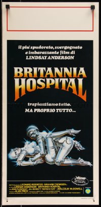 9h0854 BRITANNIA HOSPITAL Italian locandina 1982 Lindsay Anderson, sexy artwork of cast by Casaro!
