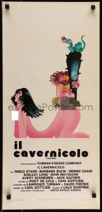 9h0867 CAVEMAN Italian locandina 1981 wacky art of prehistoric Ringo Starr & sexy Barbara Bach!