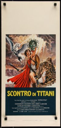 9h0874 CLASH OF THE TITANS Italian locandina 1981 Ray Harryhausen, fantasy art by B. Napoli!
