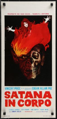 9h0882 CRY OF THE BANSHEE Italian locandina 1972 Edgar Allan Poe probes new depths of terror, cool artwork!