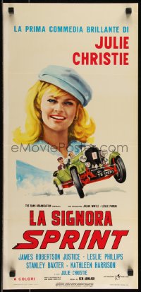 9h0907 FAST LADY Italian locandina 1967 different art of Julie Christie & cool old racing car!