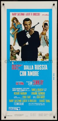 9h0918 FROM RUSSIA WITH LOVE Italian locandina R1980s art of Sean Connery as James Bond 007 with gun!