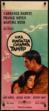 9h0923 GIRL NAMED TAMIKO Italian locandina 1963 different image of Laurence Harvey & France Nuyen!