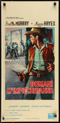 9h0925 GOOD DAY FOR A HANGING Italian locandina 1960 art of Fred MacMurray with pistol by noose!