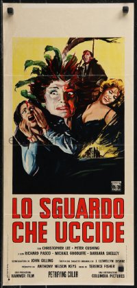 9h0927 GORGON Italian locandina 1965 Peter Cushing, Hammer, art of female monster w/snake hair!