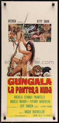 9h0930 GUNGALA THE BLACK PANTHER GIRL Italian locandina 1968 Gasparri art of sexy Kitty Swan!