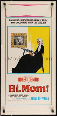 9h0939 HI MOM! Italian locandina 1978 early Robert De Niro, De Palma, Morini art of old lady w/ gun!