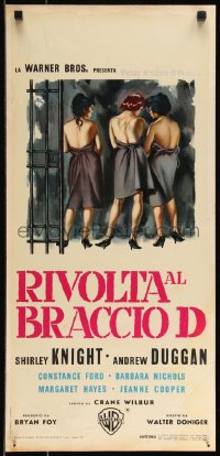9h0944 HOUSE OF WOMEN Italian locandina 1963 Symeoni art of wild female convicts in women's prison!