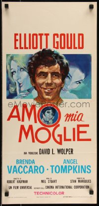 9h0947 I LOVE MY WIFE Italian locandina 1971 Iaia art of Elliott Gould between Vaccaro & Tompkins!