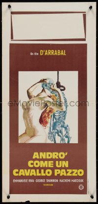 9h0948 I WILL WALK LIKE A CRAZY HORSE Italian locandina 1975 art of naked woman & hanging skeleton!