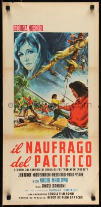 9h0953 IL NAUFRAGO DEL PACIFICO Italian locandina 1962 Marchal as Robinson Crusoe by Di Stefano!
