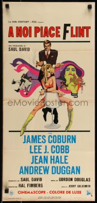 9h0954 IN LIKE FLINT Italian locandina 1967 art of secret agent James Coburn & Jean Hale!