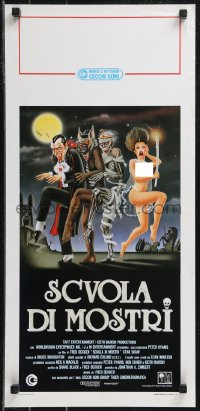 9h0997 MONSTER SQUAD Italian locandina 1988 far sexier Cecchini art of Dracula, Mummy, Wolfman!