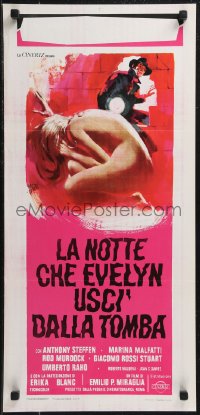 9h1004 NIGHT EVELYN CAME OUT OF THE GRAVE Italian locandina 1972 different Symeoni art of naked woman!
