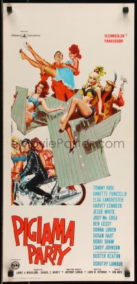 9h1024 PAJAMA PARTY Italian locandina 1964 Annette Funicello, Tommy Kirk, Buster Keaton, De Seta!