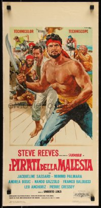9h1029 PIRATES OF MALAYSIA Italian locandina 1964 cool art of swashbuckler Steve Reeves by Ciriello!