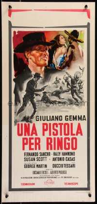 9h1030 PISTOL FOR RINGO Italian locandina 1965 cool different spaghetti western art by Olivetti!