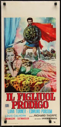 9h1036 PRODIGAL Italian locandina R1964 Casaro art of sexiest Biblical Lana Turner & Edmond Purdom!