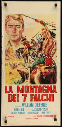9h1042 RED MOUNTAIN Italian locandina R1964 Alan Ladd & Native American by G. Di Stefano!