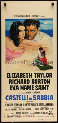 9h1051 SANDPIPER Italian locandina 1965 great art of Elizabeth Taylor & Richard Burton on the beach!