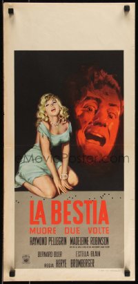 9h1053 SECRETS OF A FRENCH NURSE Italian locandina 1960 art of scared Raymond Pellegrin, sexy woman!