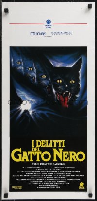 9h1077 TALES FROM THE DARKSIDE Italian locandina 1991 Romero & King, creepy art of cat by Spataro!