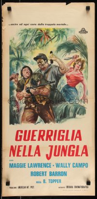 9h1079 TANK COMMANDOS Italian locandina 1963 AIP, really cool different WWII artwork in jungle!