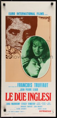 9h1100 TWO ENGLISH GIRLS Italian locandina 1972 Francois Truffaut, Jean-Pierre Leaud, Casaro art!